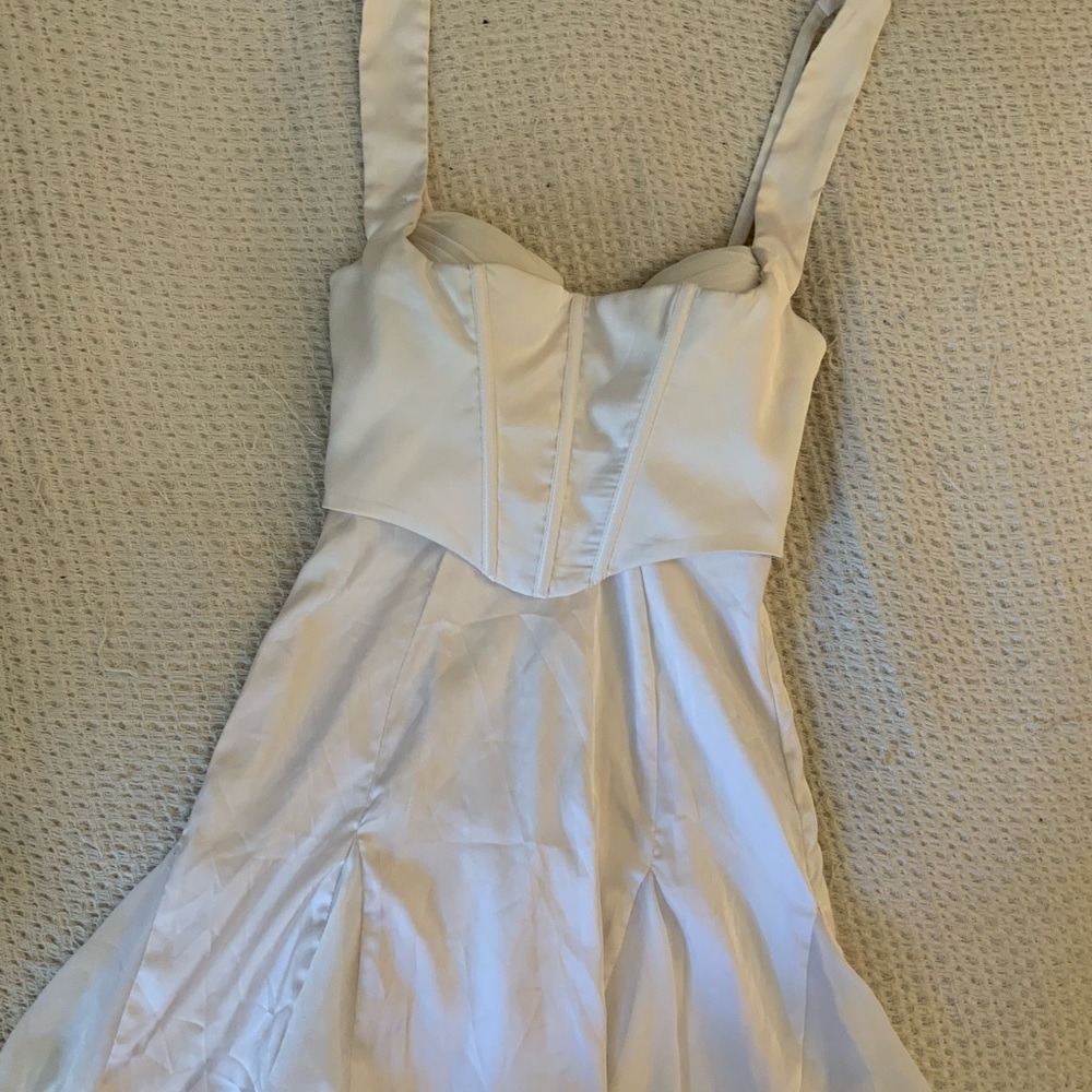 Oh Polly Delphine White Ivory Silky Corset Mini Dress Bridal NWT Size 0 - Picture 7 of 12